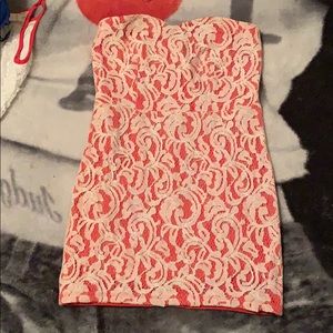 Pink strapless dress